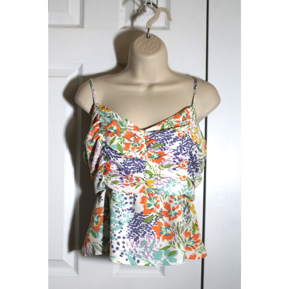 Sweet Lemon Floral Cami with Smocked Back sz L